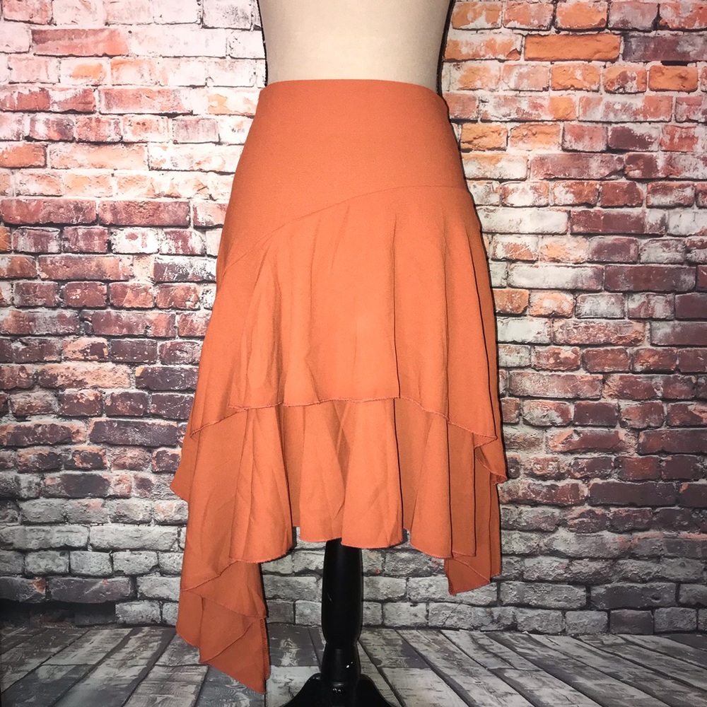 Asymmetrical Tiered Orange Skirt